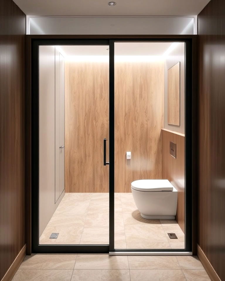 sliding door partition to save space - 20 Bathroom Partition Ideas