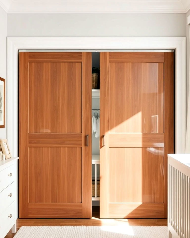 sliding doors to save space - 25 Nursery Closet Ideas
