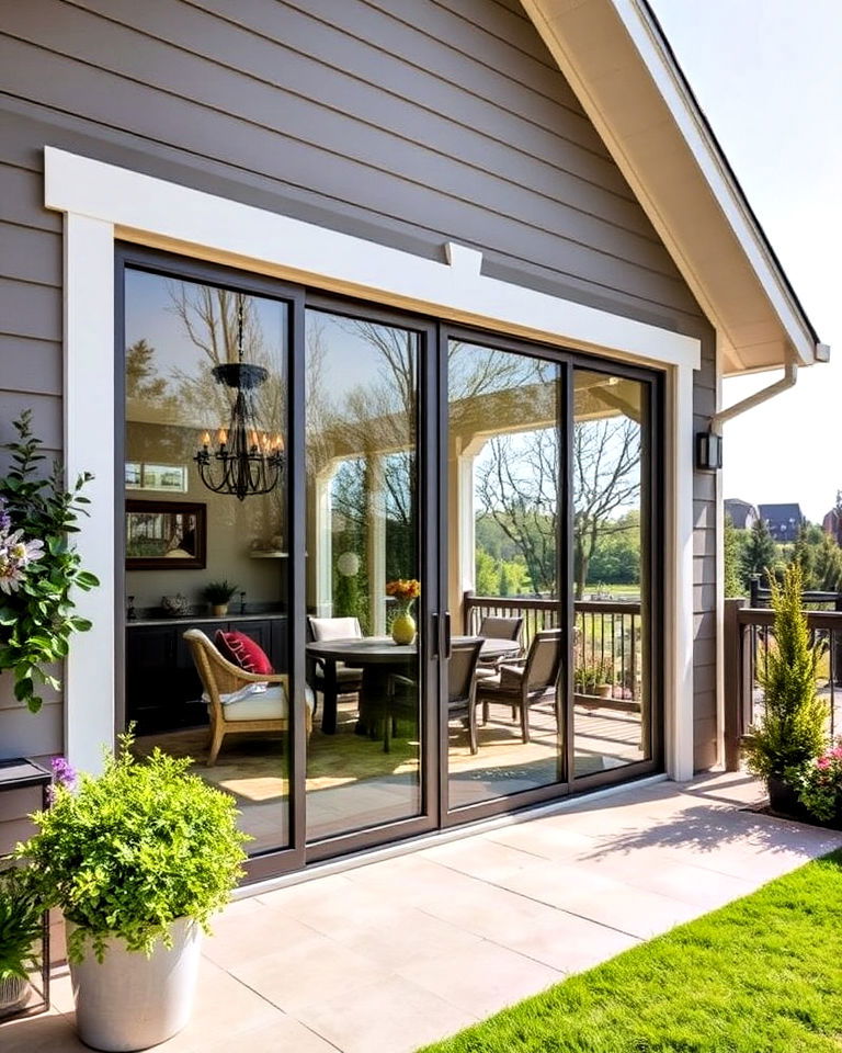 sliding glass doors for transitional home exterior - 30 Transitional Home Exterior Ideas