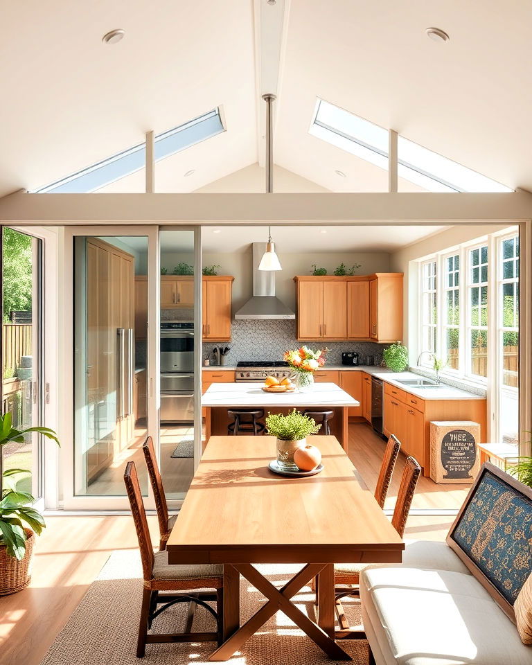 sliding glass doors to save space - 15 Sunroom Kitchen Ideas