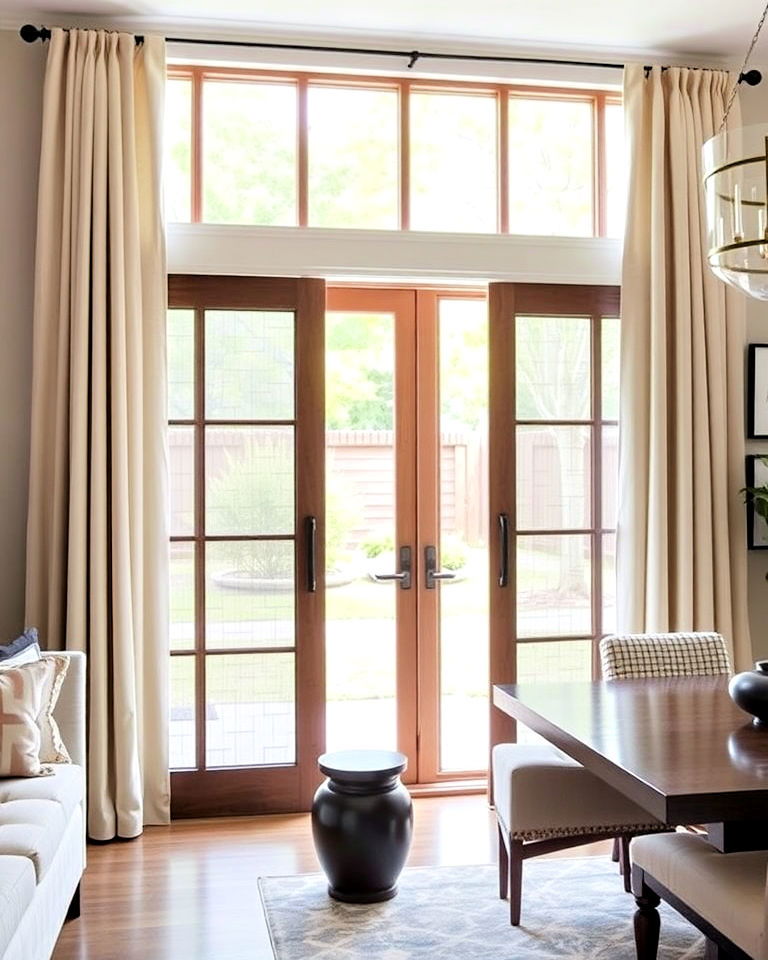 sliding panel curtains for french doors - 20 Window Treatments for French Doors
