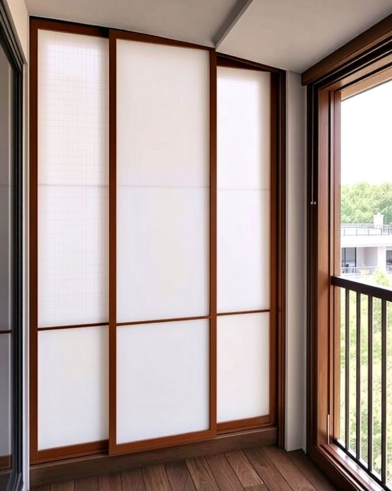 sliding shoji screen as balcony divider - 20 Balcony Divider Ideas