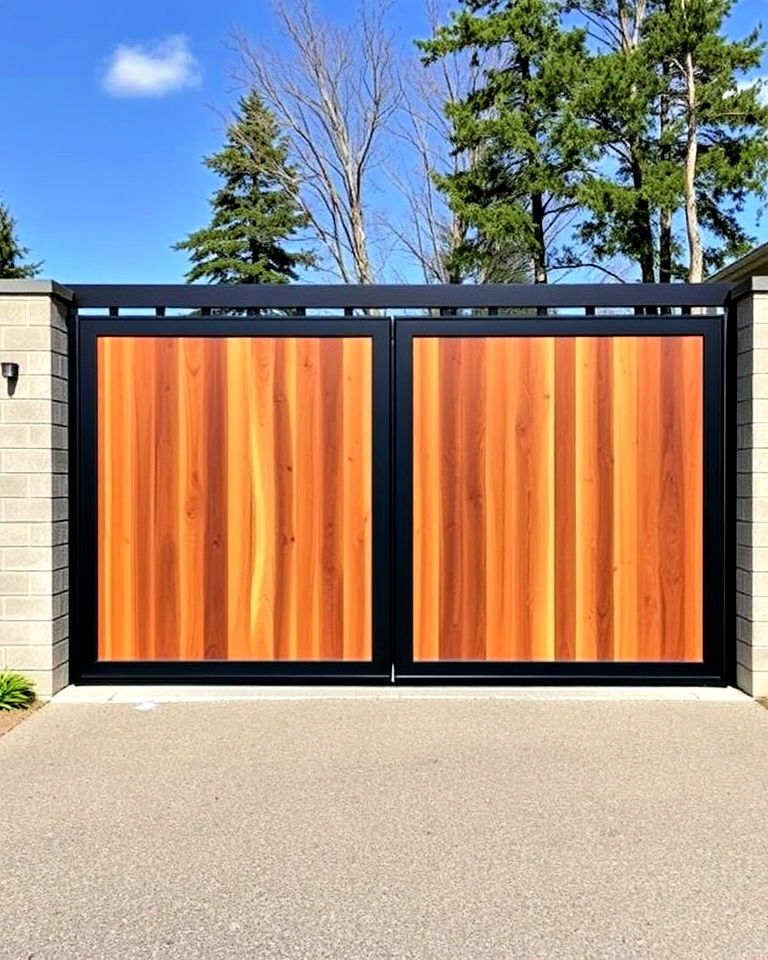 sliding wood and metal gate for driveway - 25 Metal and Wood Fence