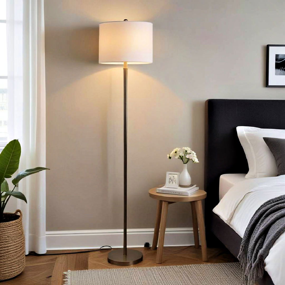 slim floor lamp - 15 Small Bedroom Lighting Ideas
