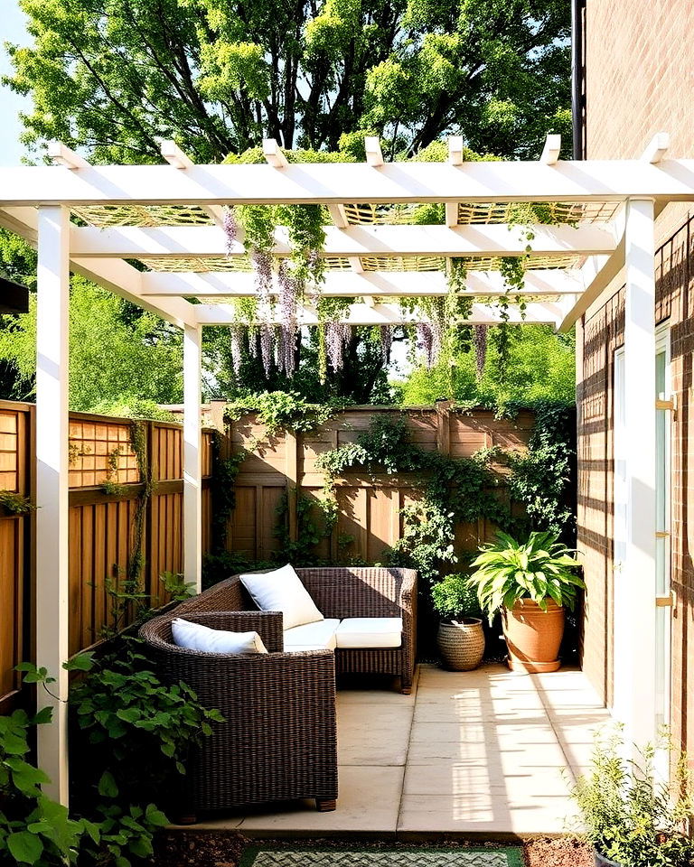 slim pergola for narrow garden - 20 Narrow Garden Ideas