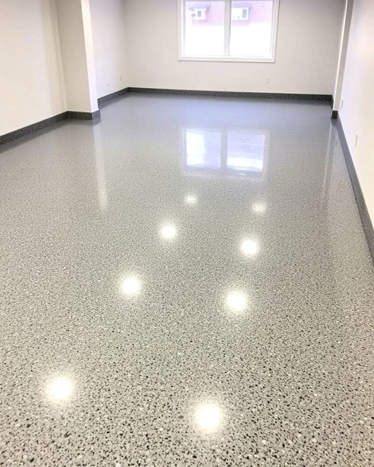slip resistant epoxy coated concrete floor - 20 Concrete Basement Floor Ideas