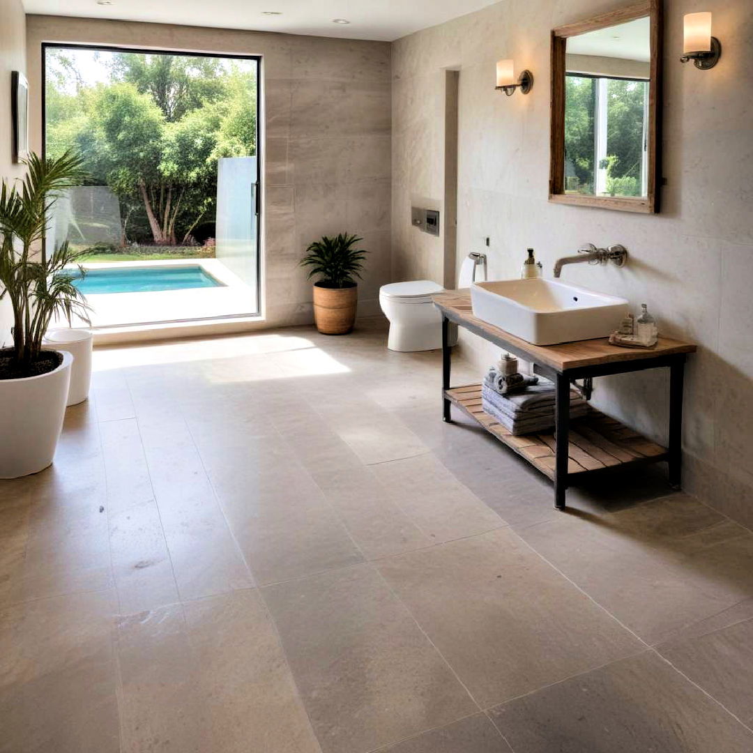 slip resistant flooring for pool bathroom - 20 Pool Bathroom Ideas