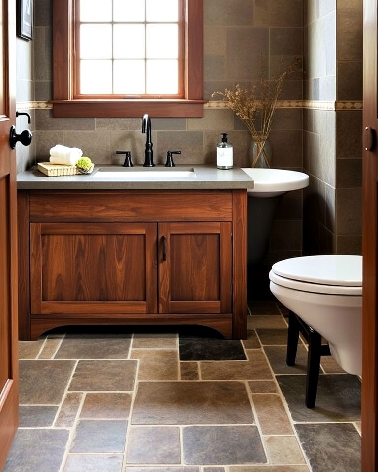 slip resistant stone bathroom flooring - 30 Craftsman Bathroom Ideas