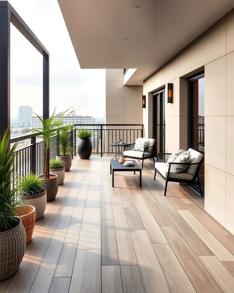 slip resistant textured porcelain tiles - 25 Balcony Flooring Ideas