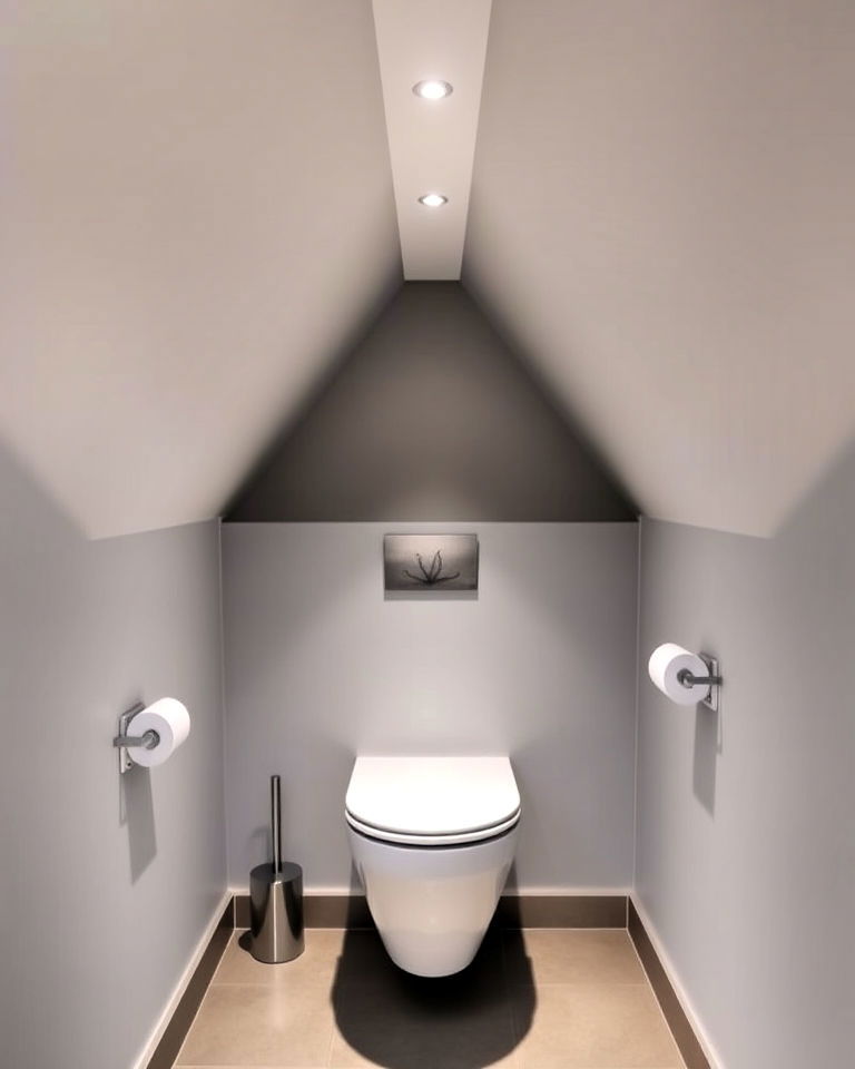 sloped ceiling attic bathroom with floating toilet design - 15 Sloped Ceiling Attic Bathroom Ideas