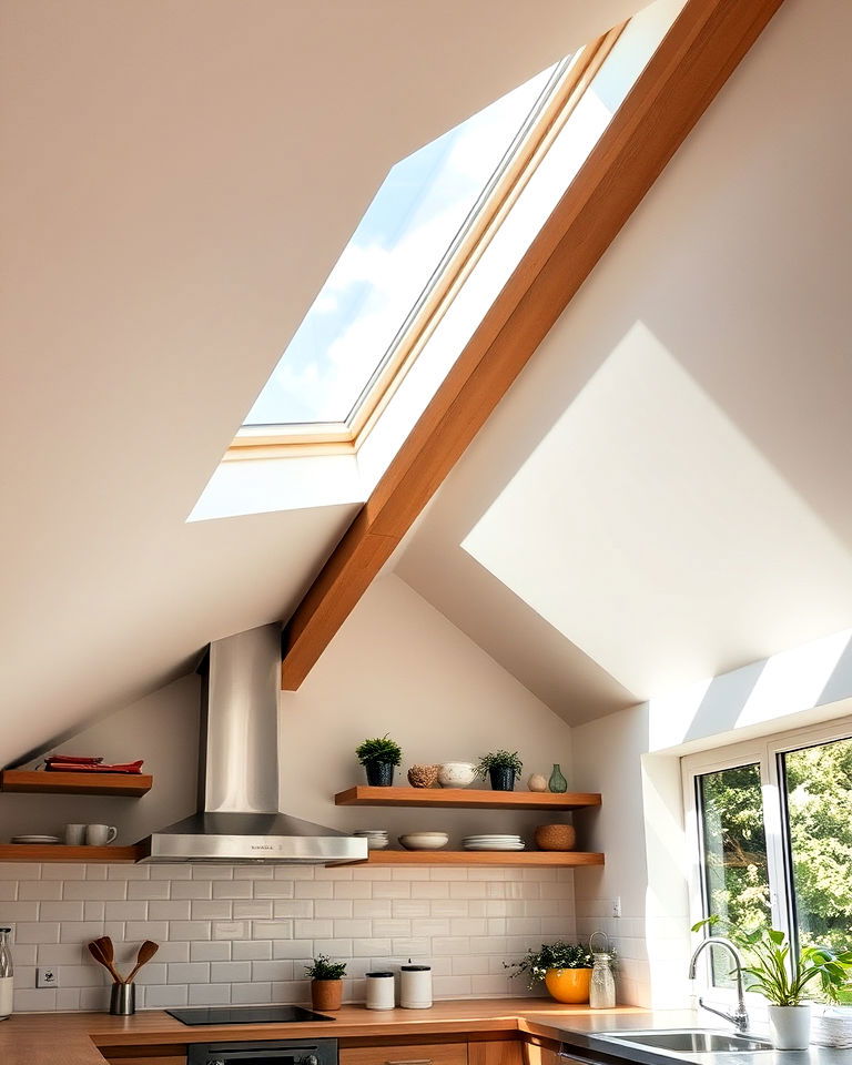 sloped ceiling kitchen with skylights - 20 Sloped Ceiling Kitchen Ideas