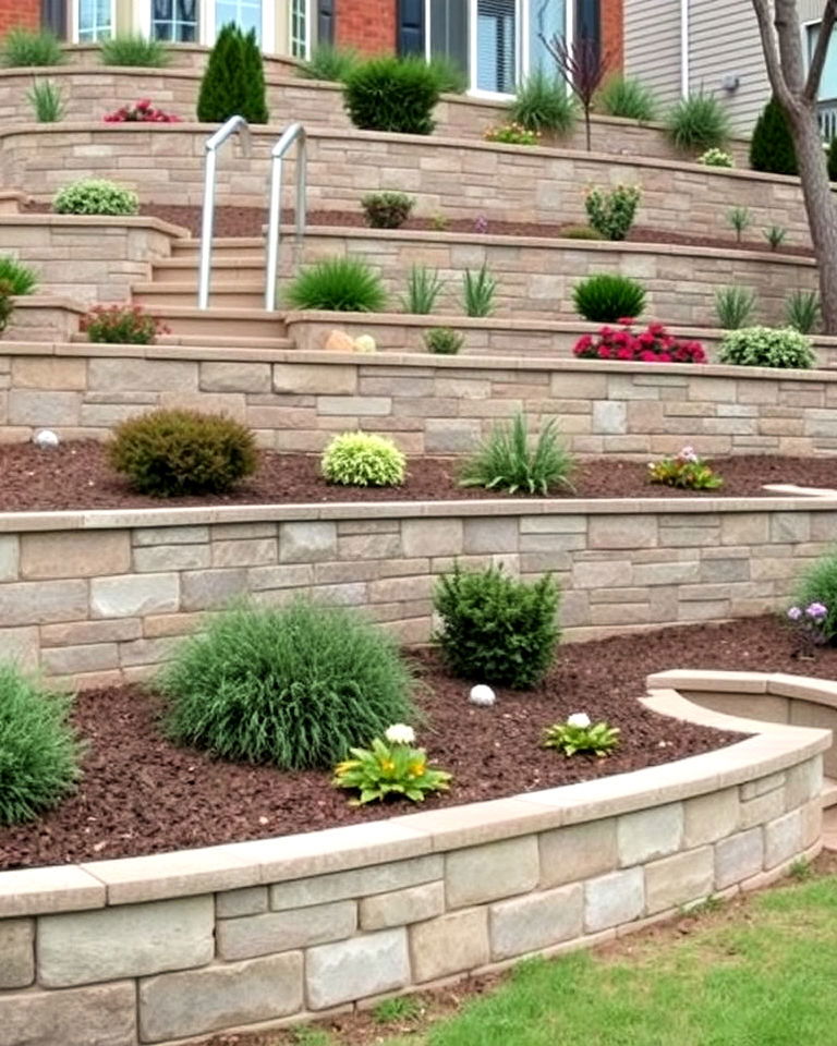 sloped yard with retaining walls - 30 Colorado Landscaping Ideas