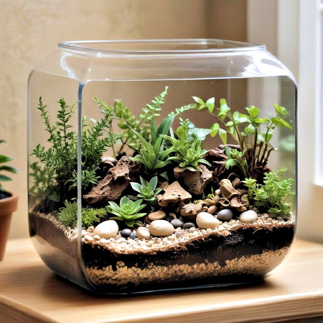 small aquarium as a spacious terrarium - 40 Terrarium Ideas