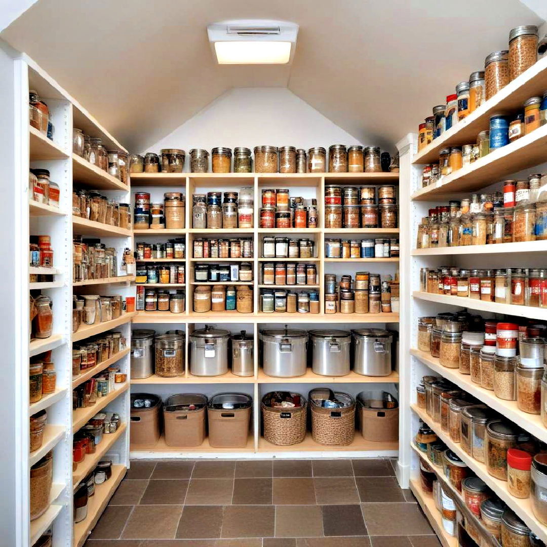 small attic room as pantry and storage space - 30 Low Ceiling Small Attic Room Ideas