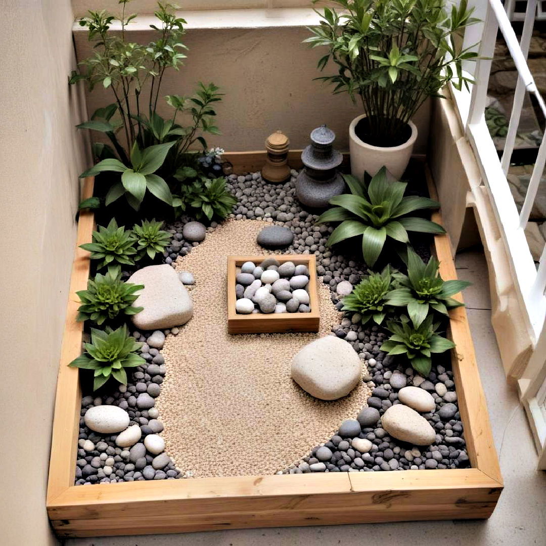 small balcony with mini zen garden - 30 Small Balcony Ideas