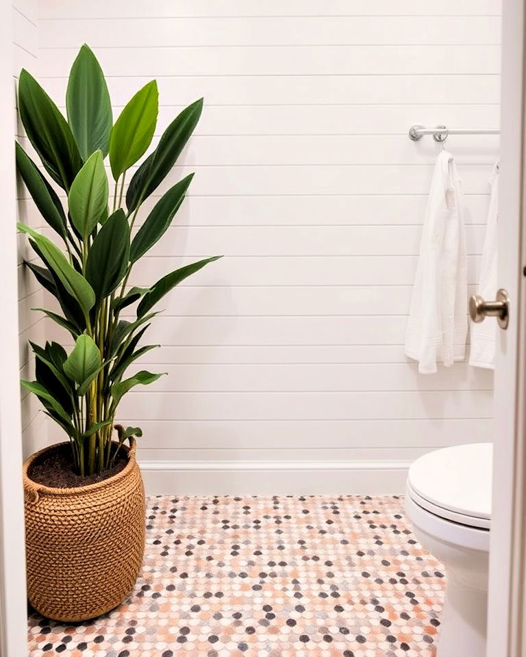 small bathroom with mosaic tiles floor - 15 Small Bathroom Flooring Ideas