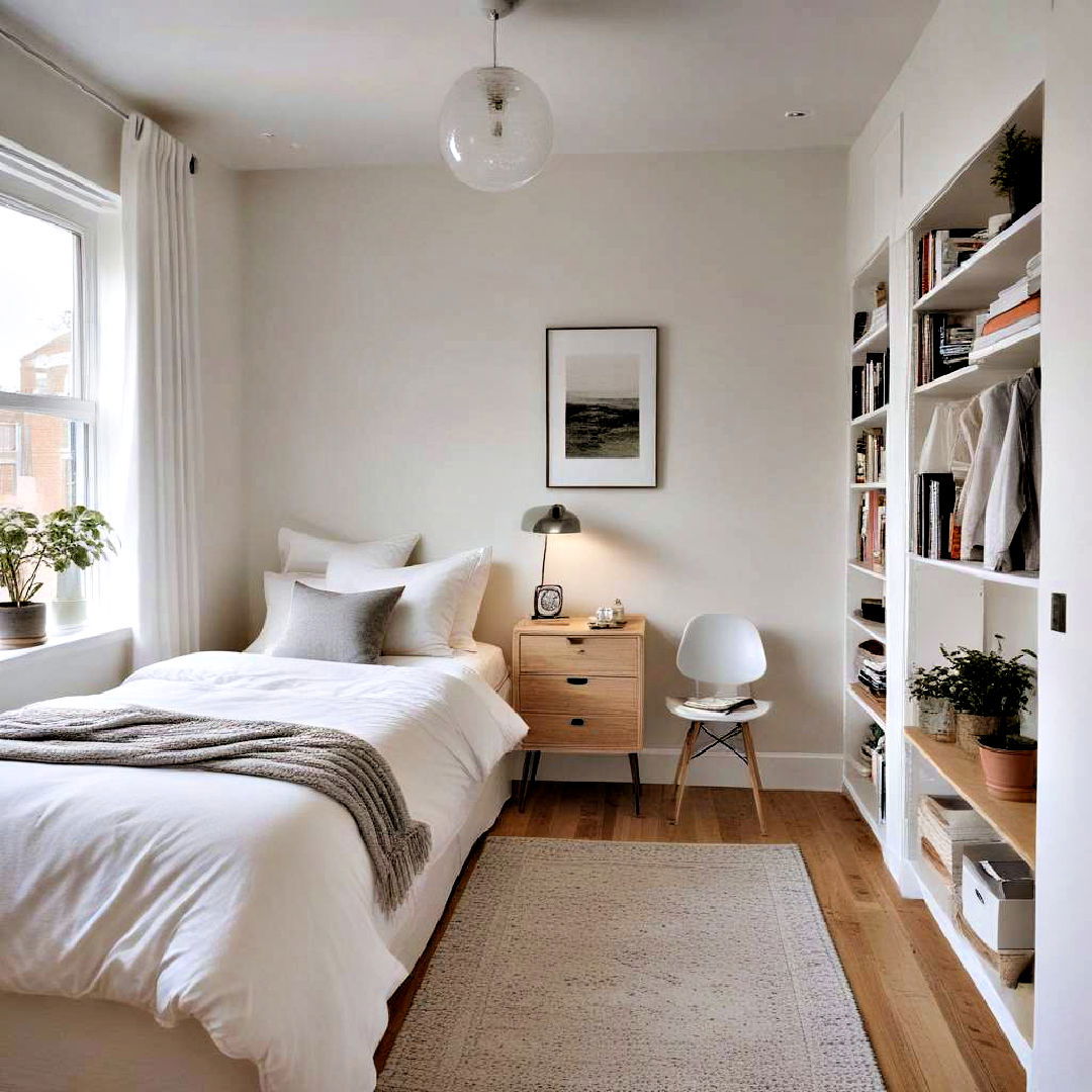 small bedroom with clear pathway - 40 Small Bedroom Ideas