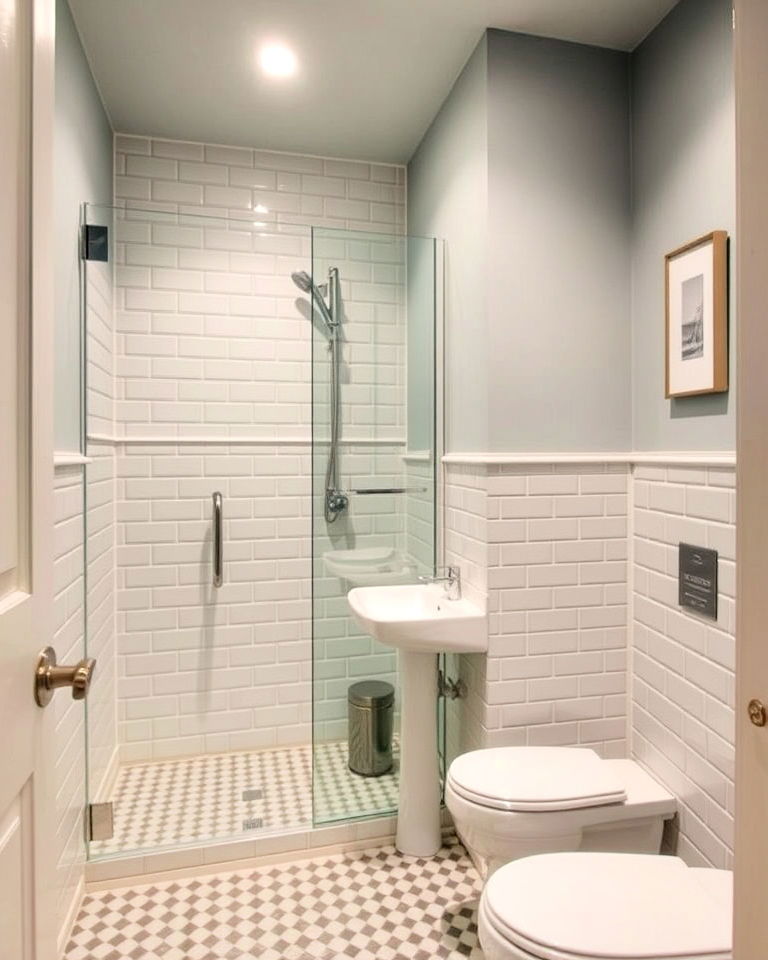 small ensuite with smart color zoning - 25 Small Ensuite Design Ideas