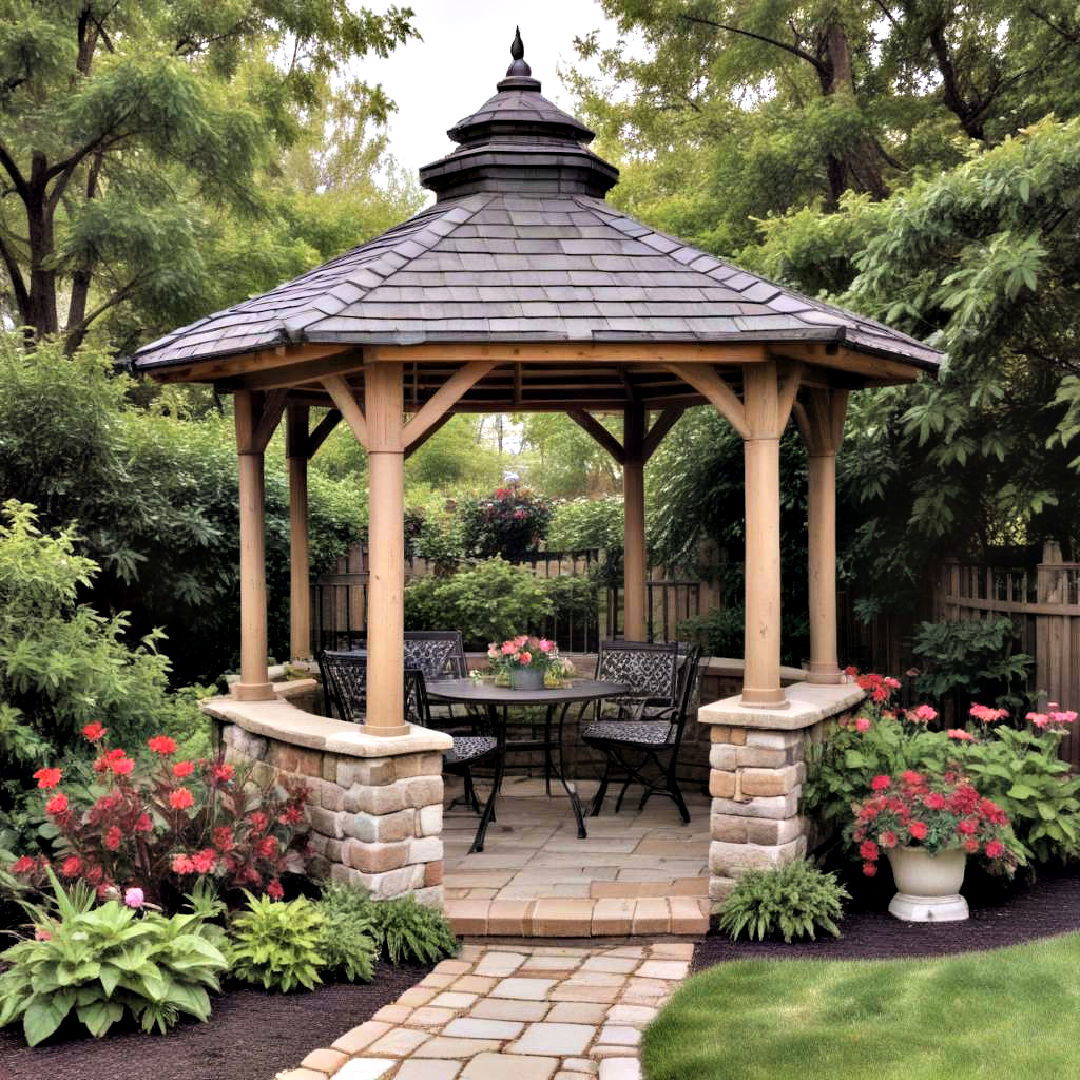 small front yard landscaping with small gazebo - 40 Small Front Yard Landscaping Ideas