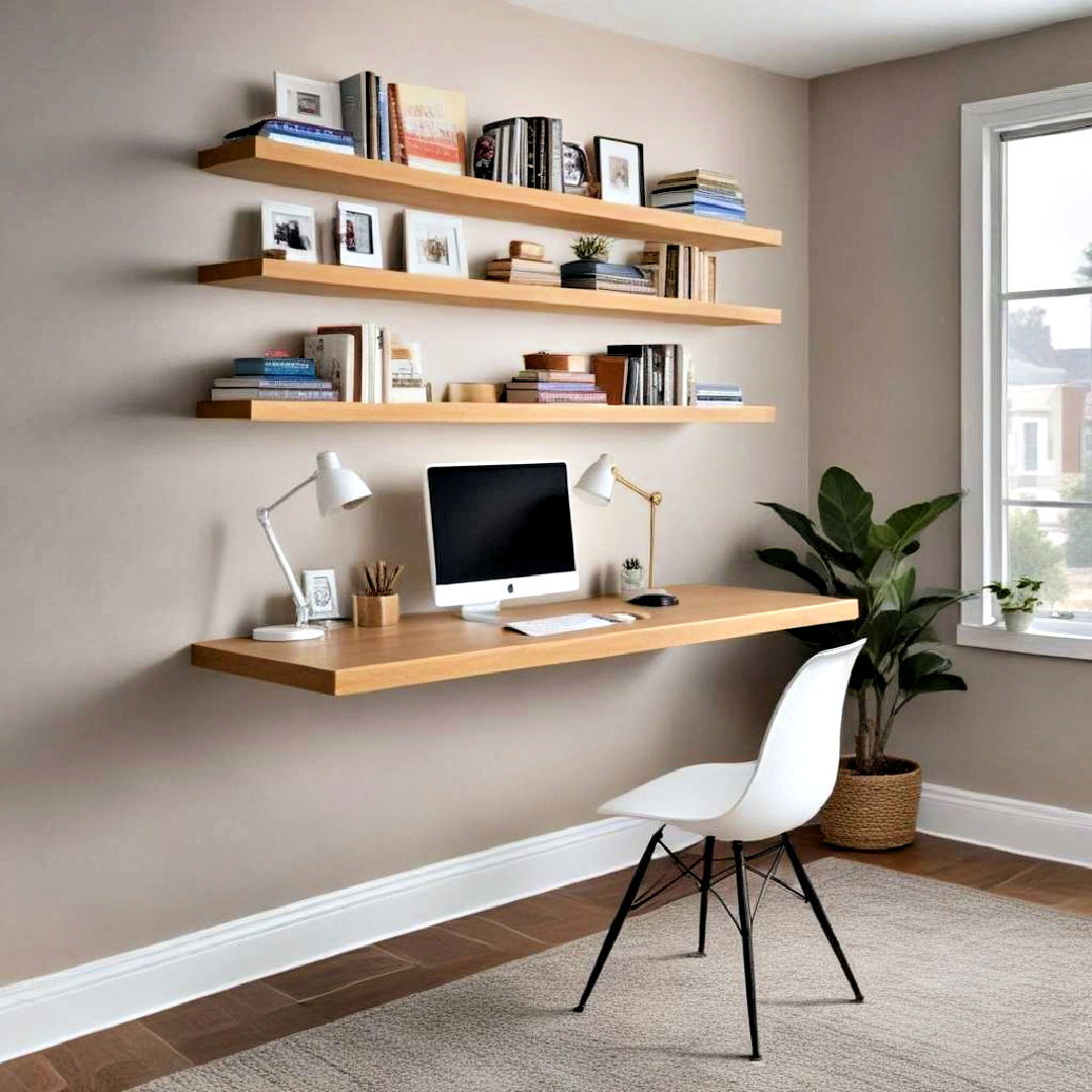 small game room with floating desk - 25 Small Game Room Ideas