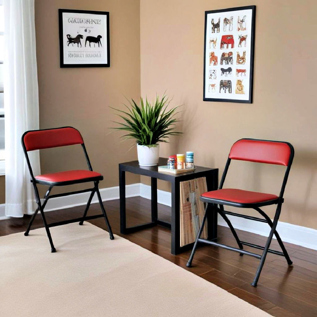 small game room with foldable chairs - 25 Small Game Room Ideas