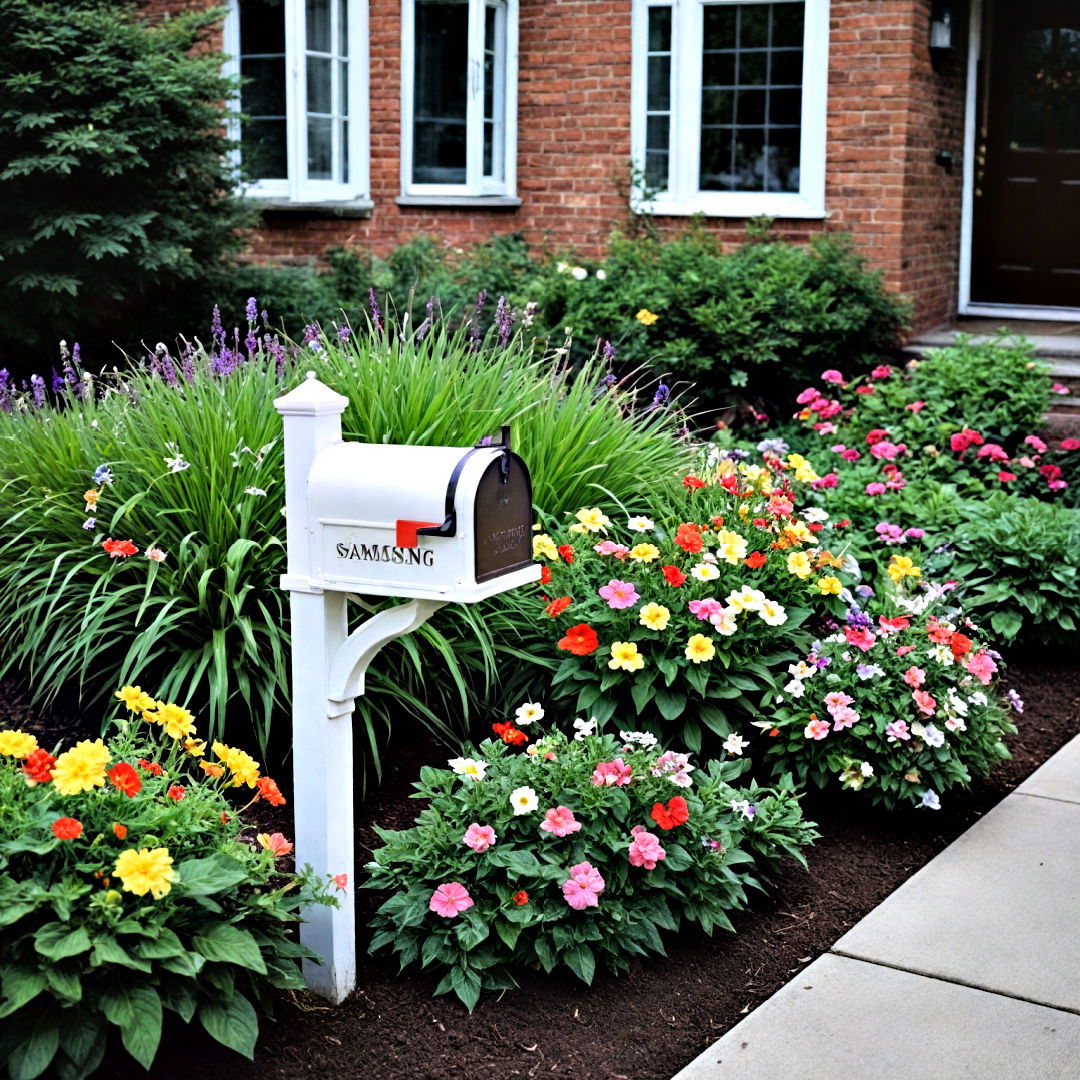 small garden around mailbox - 40 Small Front Yard Landscaping Ideas