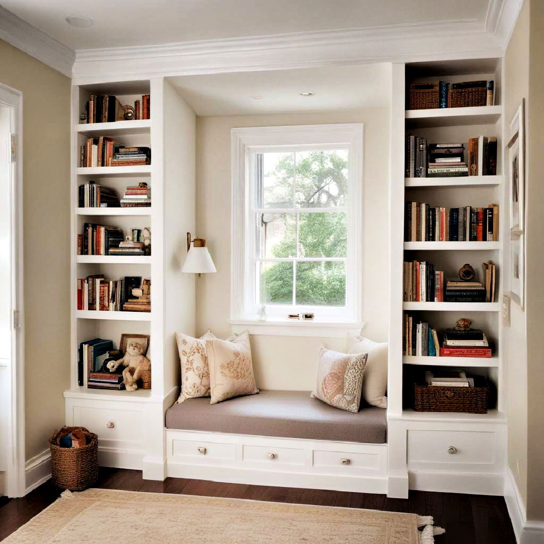 small guest bedroom with built in shelves - 25 Small Guest Bedroom Ideas
