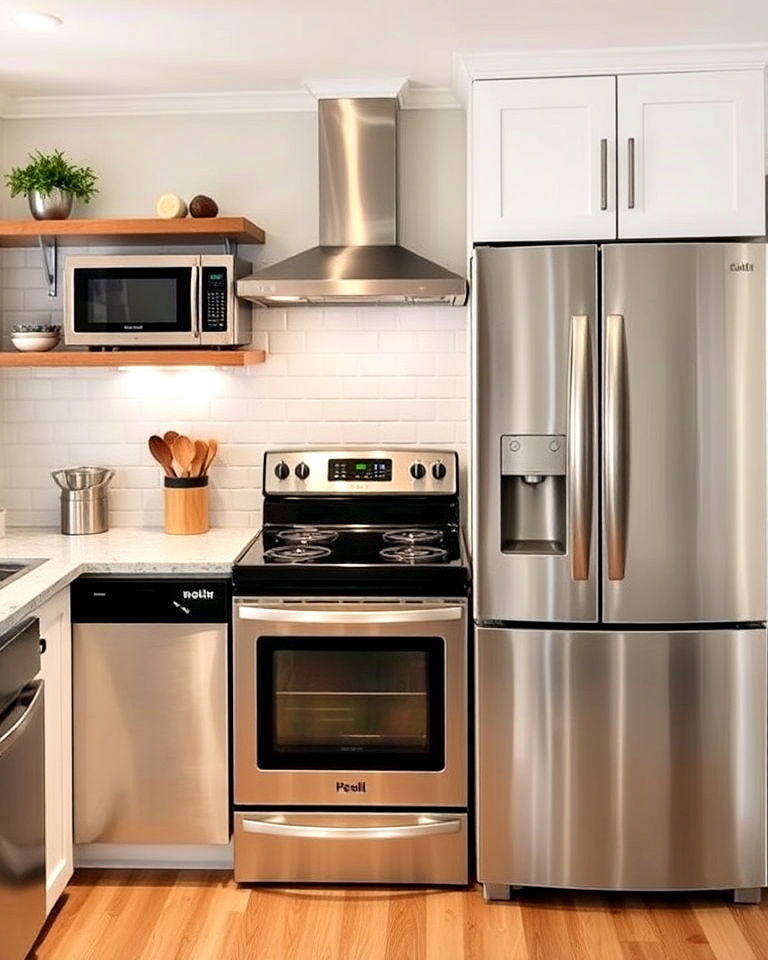 small kitchen with stainless steel appliances - 25 Kitchen With Stainless Steel Appliances