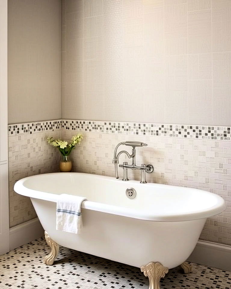 small mosaic tiles to add artistic flair - 40 Bathtub Tile Ideas