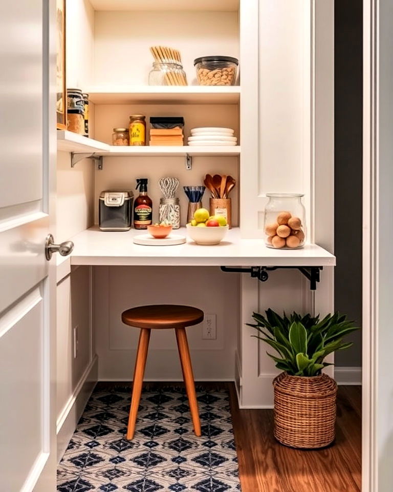 small pantry with fold down table - 30 Small Pantry Ideas