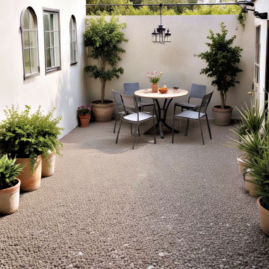 small patio with low cost gravel flooring - 40 Small Patio Ideas on a Budget