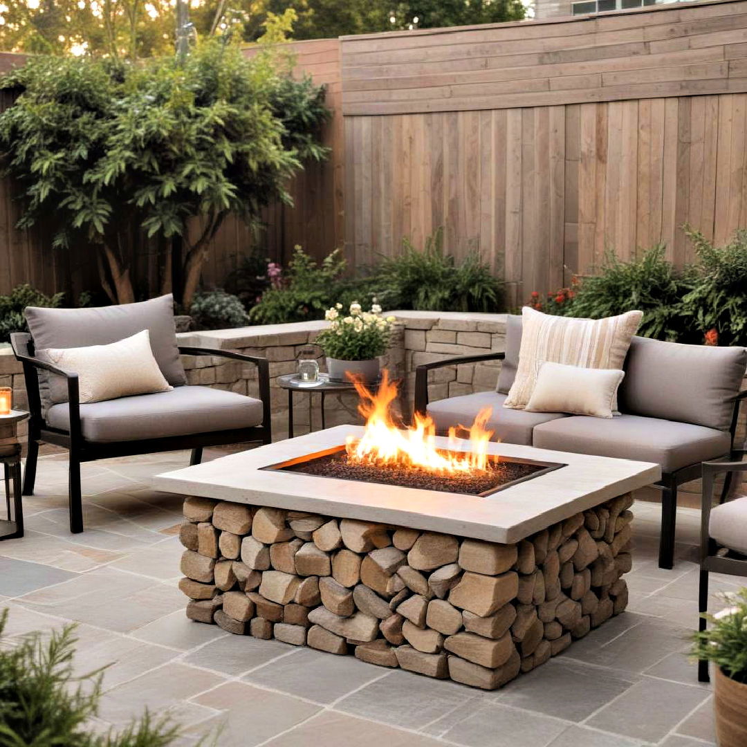 small patio with modern fire table - 40 Small Patio Ideas on a Budget