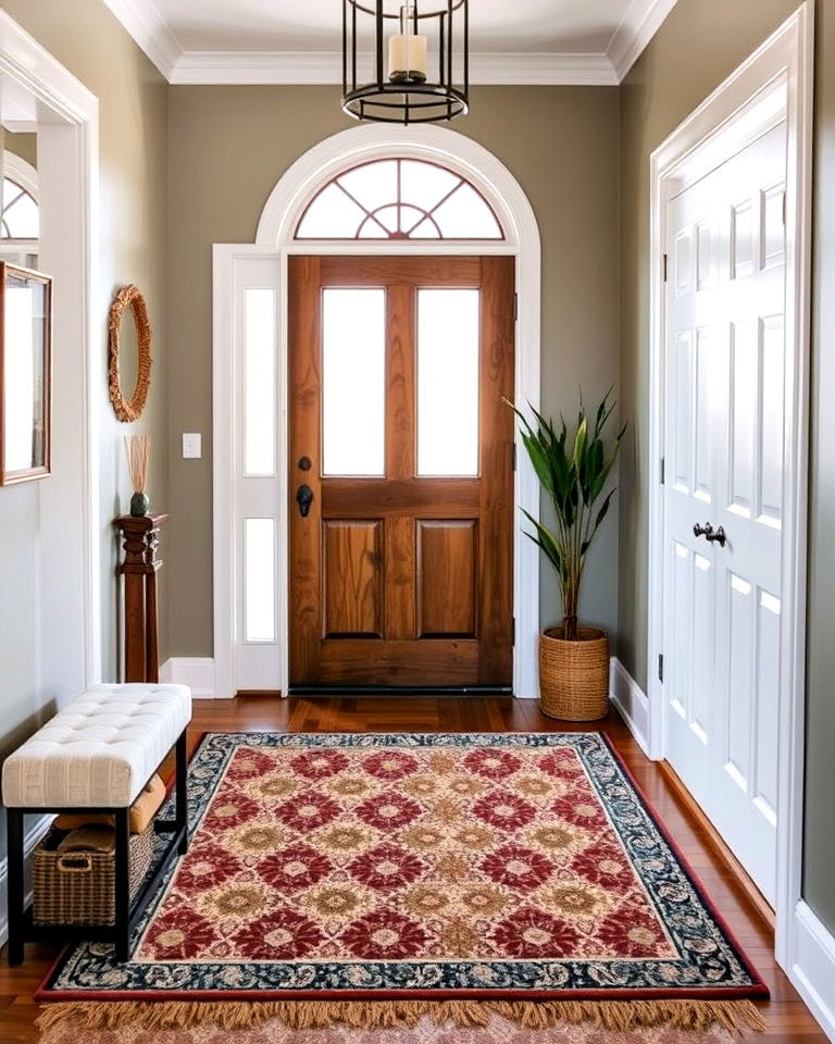 small patterned area rug - 50 Foyer Decor Ideas