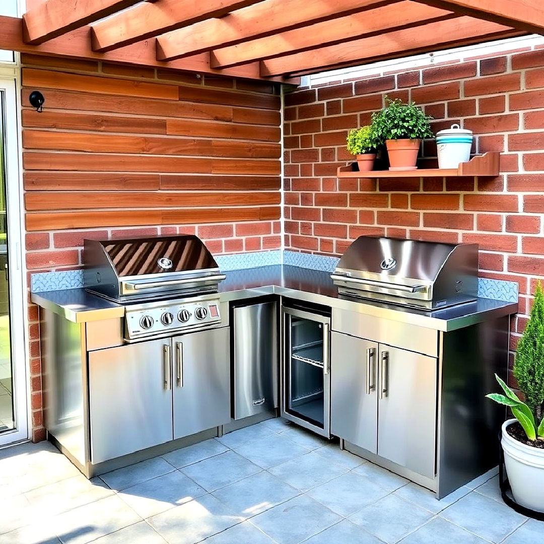 small space with compact l shaped kitchen - 20 L Shaped Outdoor Kitchen Ideas