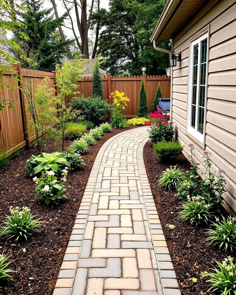 small stone path with edging design - 40 Paver Patio Ideas