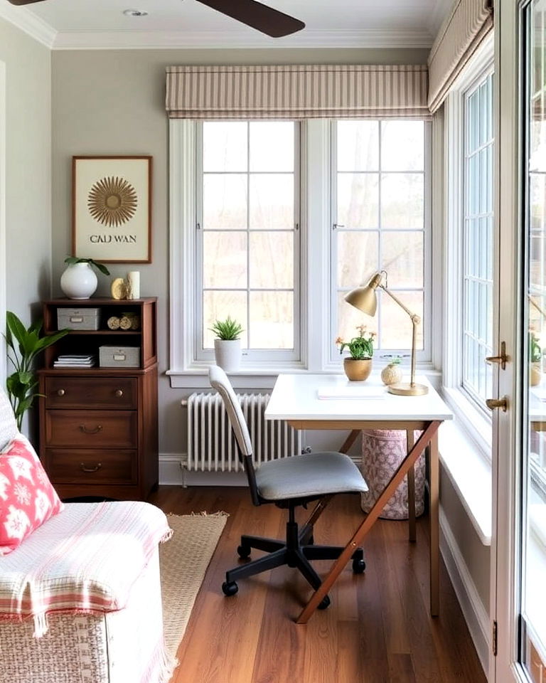 small sunroom office with compact furniture - 20 Sunroom Office Ideas