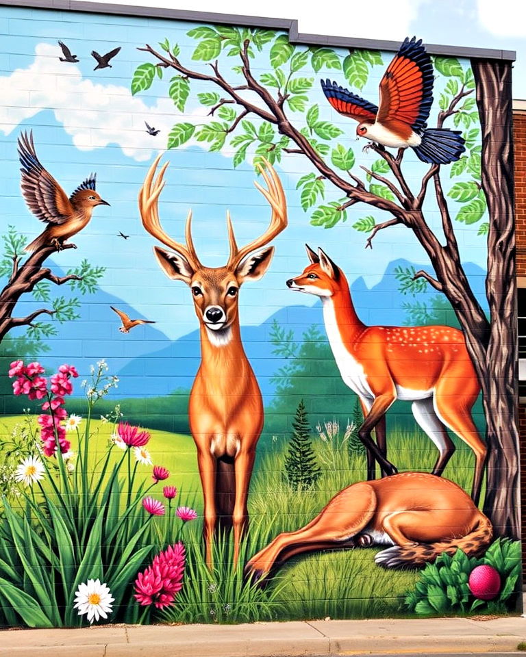 small town with local wildlife mural - 20 Small Town Murals