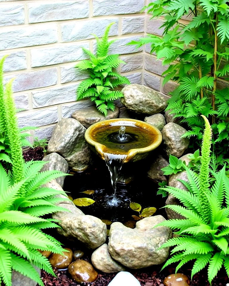 small water feature in corner - 30 Corner Landscaping Ideas