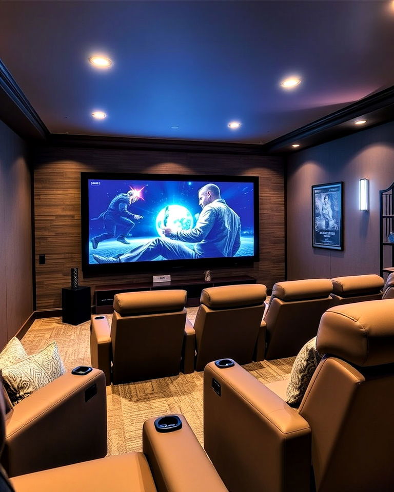 smart home technology for easy control - 25 Basement Home Theater Ideas