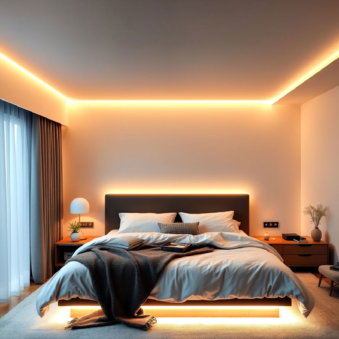 smart lighting strips for under bed illumination - 40 Bedroom Lighting Ideas
