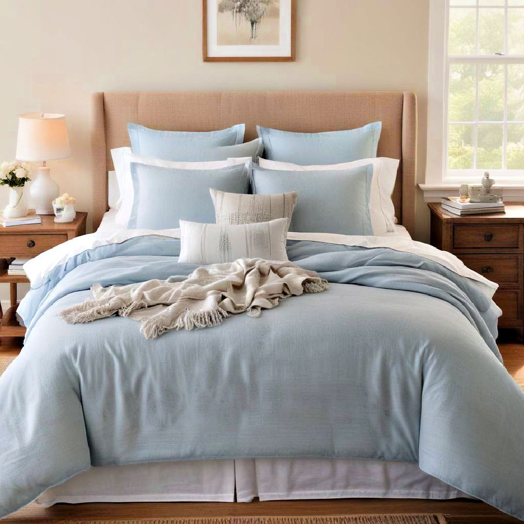 soft blue bedding for blue bedroom - 40 Blue Bedroom Ideas