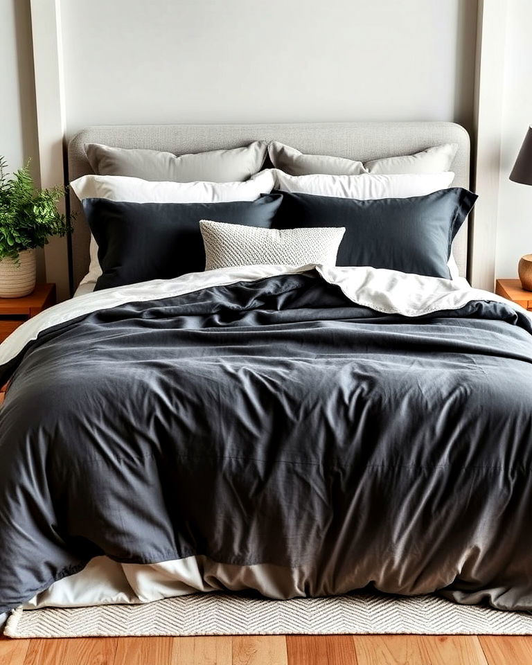 soft charcoal bedding for bedroom - 15 Charcoal Bedroom Ideas