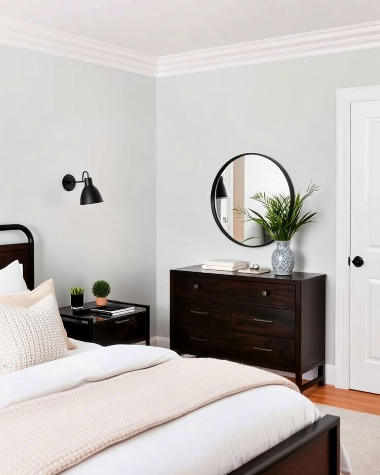 soft color palette with contrasting elements - 30 Transitional Bedroom Ideas