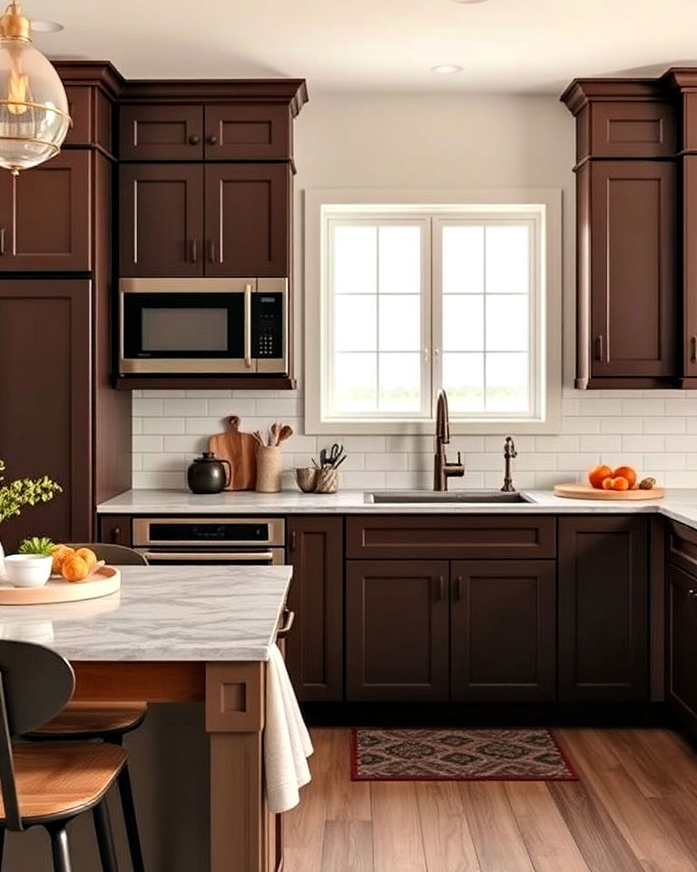 soft finish matte brown kitchen cabinets - 25 Brown Kitchen Cabinets Ideas