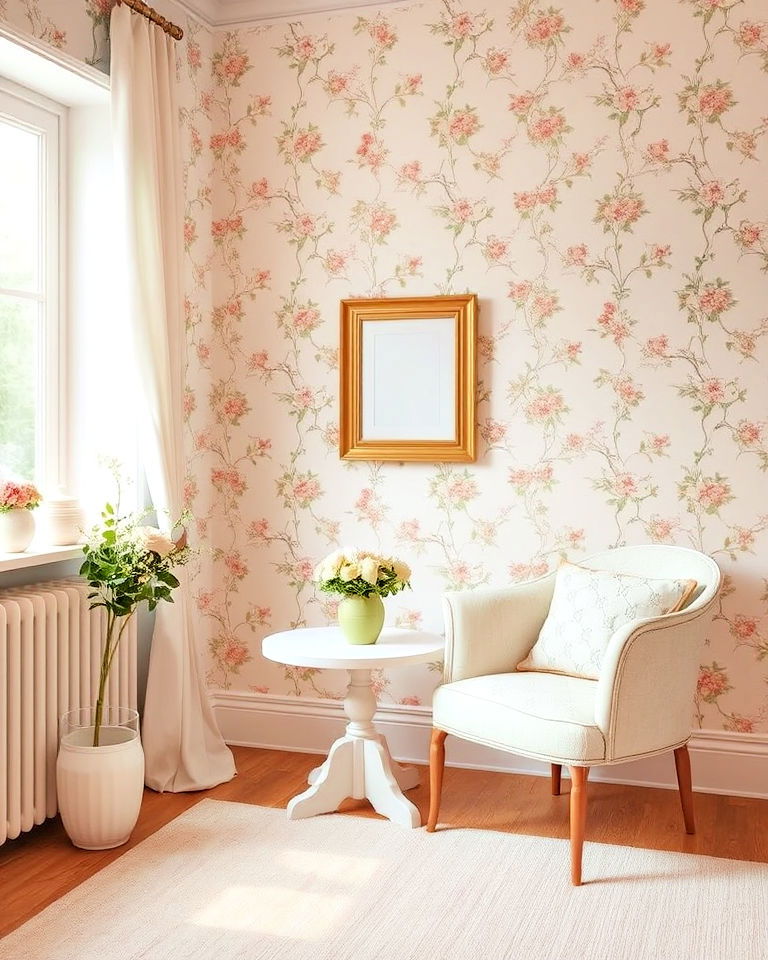 soft floral wallpaper for shabby chic bedroom - 20 Shabby Chic Bedroom Ideas