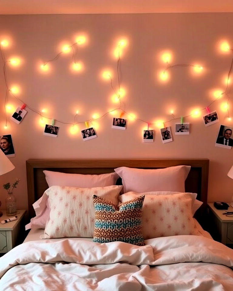 soft glow with string lights - 30 Baddie Room Ideas