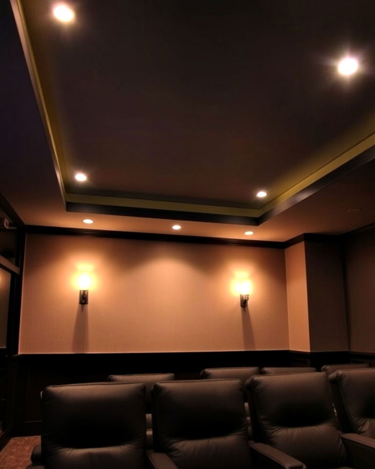 soft lighting to create cozy atmosphere - 25 Basement Home Theater Ideas