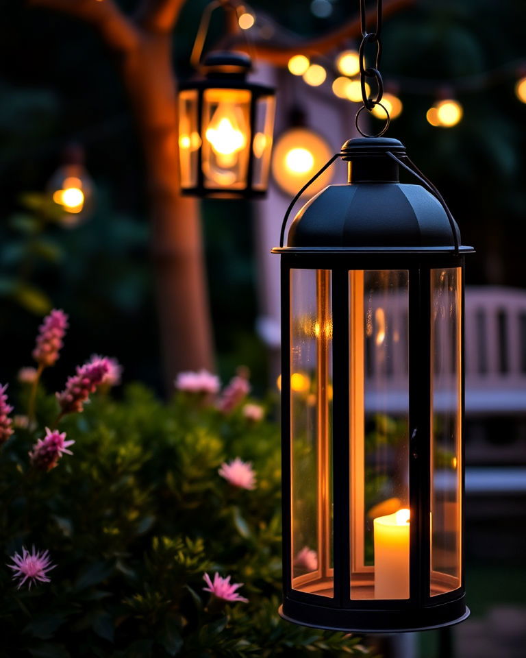 soft lighting with garden lanterns - 30 Garden Party Ideas