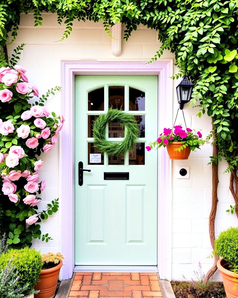 soft pastel colored cottage door - 25 Cottage Front Door Ideas