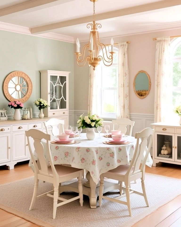 soft pastel palette for cottagecore dining room - 30 Cottagecore Dining Room Ideas